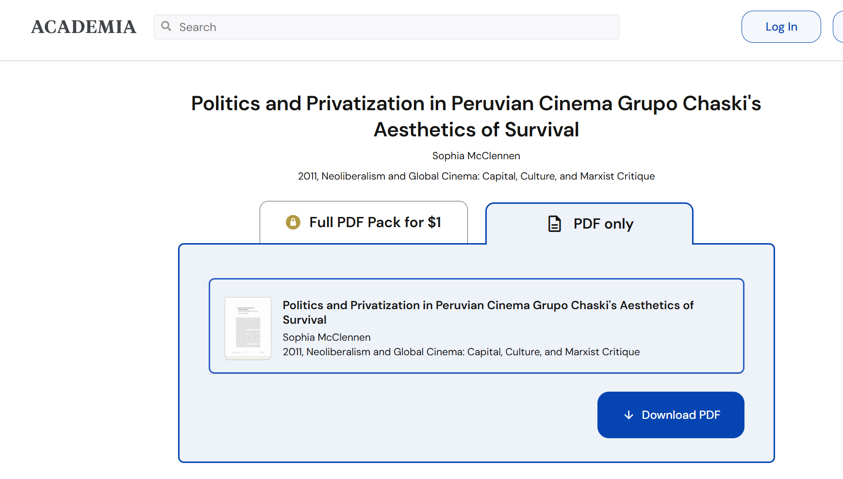 Politics and Privatization in Peruvian Cinema: Grupo Chaski’s Aesthetics of Survival