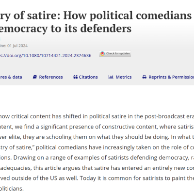 The Ministry of Satire: How Political Comedians Went from Critics of Democracy to Its Defenders